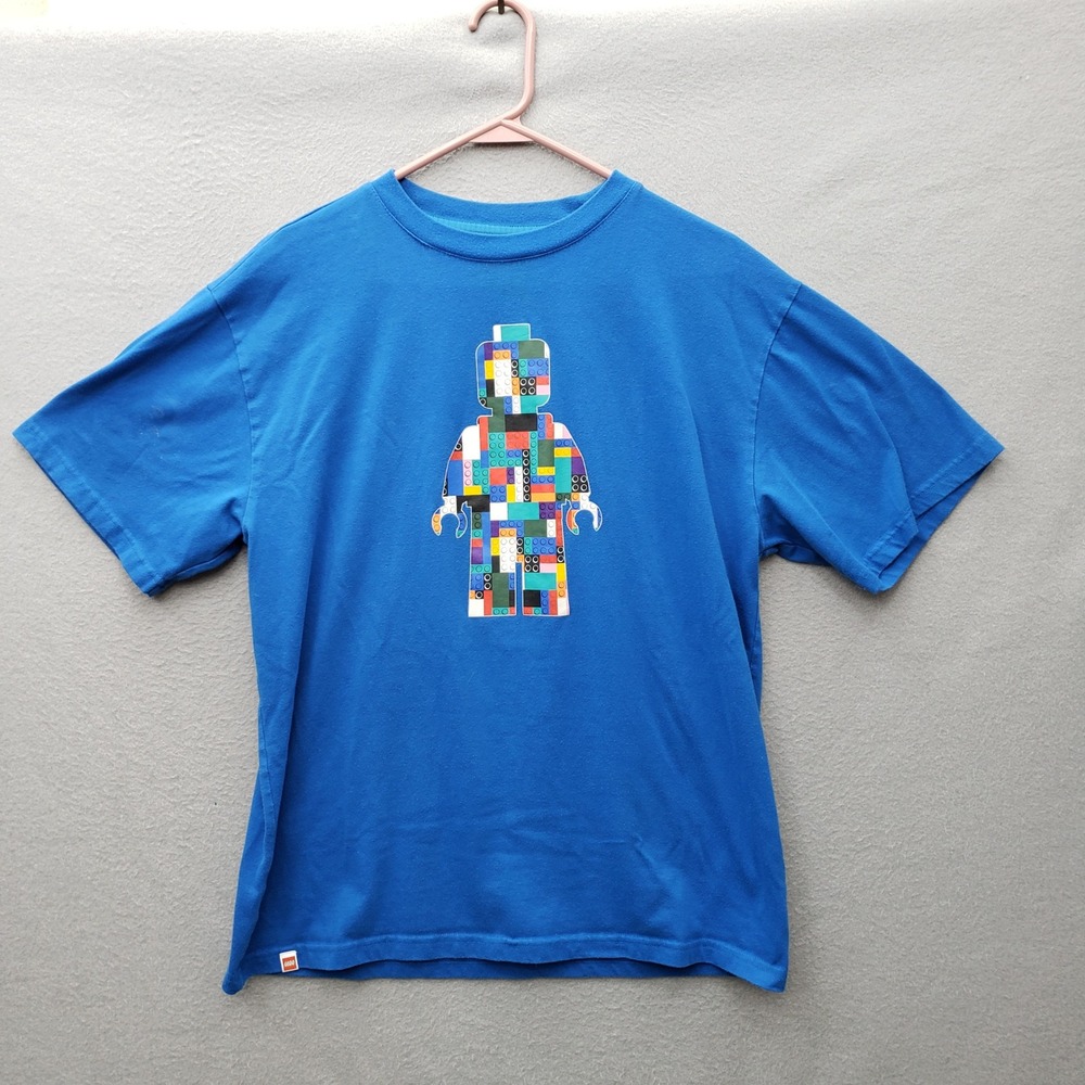 Lego X Target Mini Fig Tee Shirt Blue Multicolor Pixel Graphic Short Sleeve M